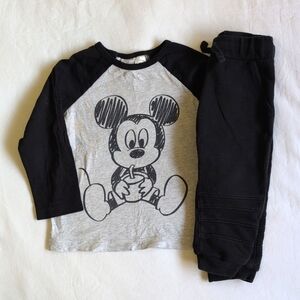 H&M x disney mickey mouse cotton shirt & joggers outfit set 18 months baby boy